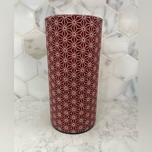 Teavana 6” Metal Tea Tin Canister - Japanese Washi Geometric Fabric Design